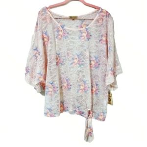 NWT DEMOCRACY Lace Embroidered Top XL cottagecore